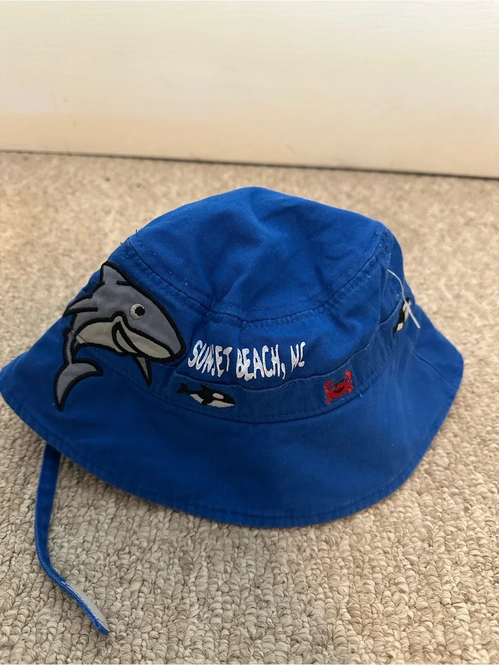 Kids' Blue Shark Embroidered Bucket Hat
